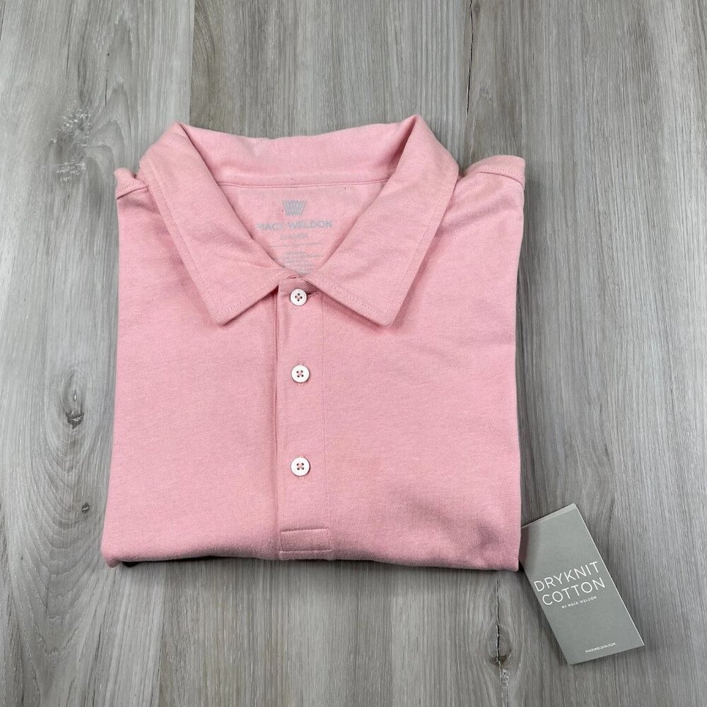 Mack Weldon Mens Polo Shirt Dry Knit Cotton Pink Short Sleeve Size XXL